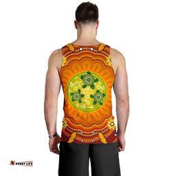 Aboriginal Men's Tank Top , Turtle Circle Dot Painting Art-