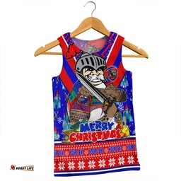 Newcastle Knights Christmas Custom Men Singlet - Newcastle Knights Santa Aussie Big Things Men Singlet