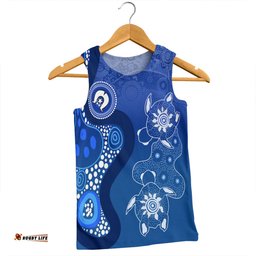 Australia Turtles Aboriginal Men Singlet - Indigenous Dot Turtles In The Ocean Blue Men Singlet