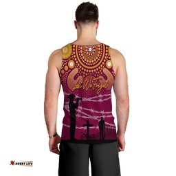 Broncos Rugby Men Tank Top Anzac Day Barb Wire Style