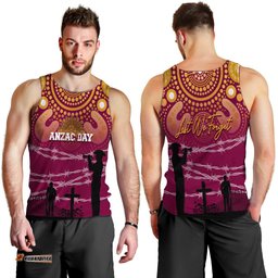Broncos Rugby Men Tank Top Anzac Day Barb Wire Style