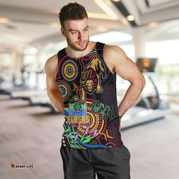 Lions Football Aboriginal Art Men Tank Top NAIDOC Indigenous Tribal