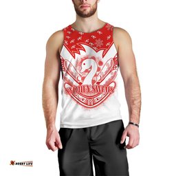 (Custom Text and Number) Swans Football Men Tank Top Est 1874 Aboriginal Boomerang Sydney Bloods