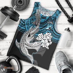 Custom Sharks Rugby Men Tank Top Hibiscus and Sharkies Tattoo With Polynesian Pattern