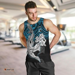 Custom Sharks Rugby Men Tank Top Hibiscus and Sharkies Tattoo With Polynesian Pattern
