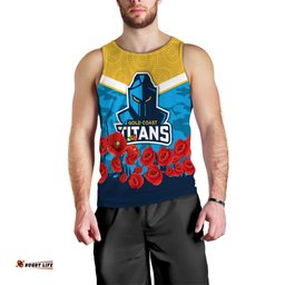 Gold Coast Titans Anzac Day Indigenous Art Men Tank Top -