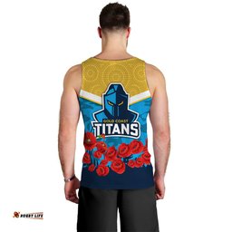 Gold Coast Titans Anzac Day Indigenous Art Men Tank Top -