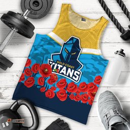 Gold Coast Titans Anzac Day Indigenous Art Men Tank Top -