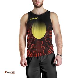 (Custom Text) Aboriginal Men's Tank Top - Indigenous Flag Grunge Style