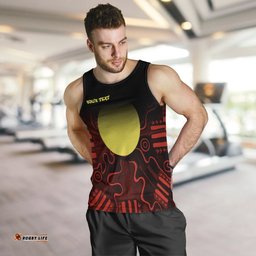(Custom Text) Aboriginal Men's Tank Top - Indigenous Flag Grunge Style