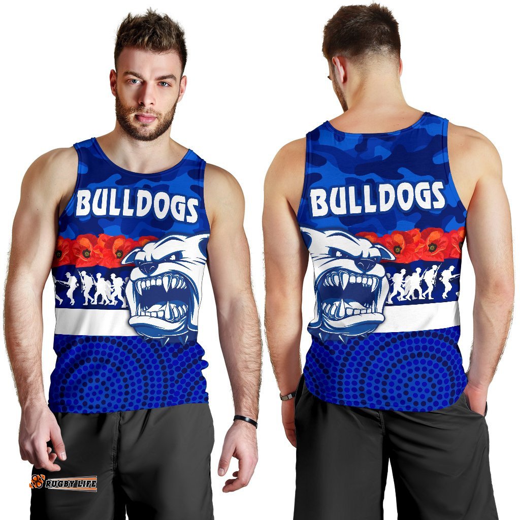 Western Bulldogs Men Tank Top Anzac Day Poppy Flower