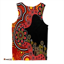 Australia Men Singlet Aboriginal Indigenous Dot Painting Red And Black