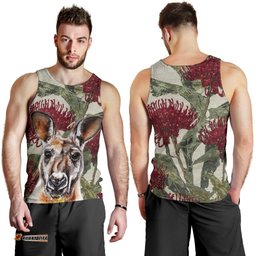 Men Tank Top - Kangaroo Mens Tank Waratah Painting