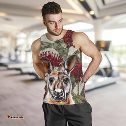 Men Tank Top - Kangaroo Mens Tank Waratah Painting