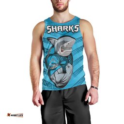 (Custom Text And Number) Sharks Rugby Men Tank Top Go Sharkies Aboriginal Sporty Version