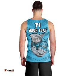 (Custom Text And Number) Sharks Rugby Men Tank Top Go Sharkies Aboriginal Sporty Version