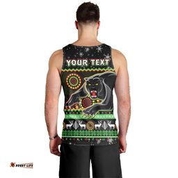 (Custom Personalised) Panthers Christmas Men Tank Top Aboriginal Pattern Penrith Black Version