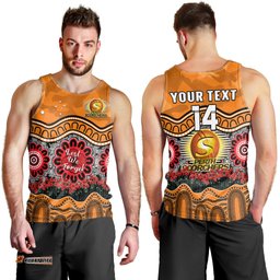 (Custom Text And Number) Perth Scorchers Cricket ANZAC Men Tank Top Poppy Aboriginal Camouflage