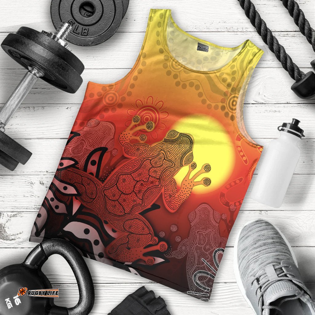 Aboriginal Men's Tank Top - Indigenous Frog (Red)