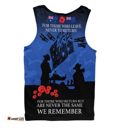 Australia Anzac Men Singlet Anzac Day Poppy Flowers Red Black Blue