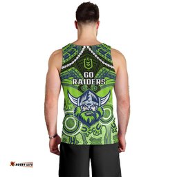 Raiders Rugby Men Tank Top Canberra 1981 Aboriginal Mix Polynesian Pattern