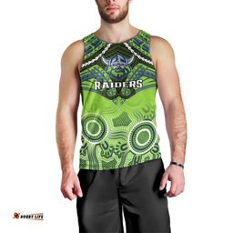 Raiders Rugby Men Tank Top Canberra 1981 Aboriginal Mix Polynesian Pattern