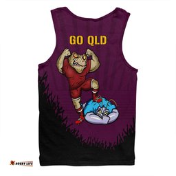 Queensland Maroons Men Singlet Custom State Of Origin 2024 Go Mighty QLD Maroons For Die Hard Fan Supporters