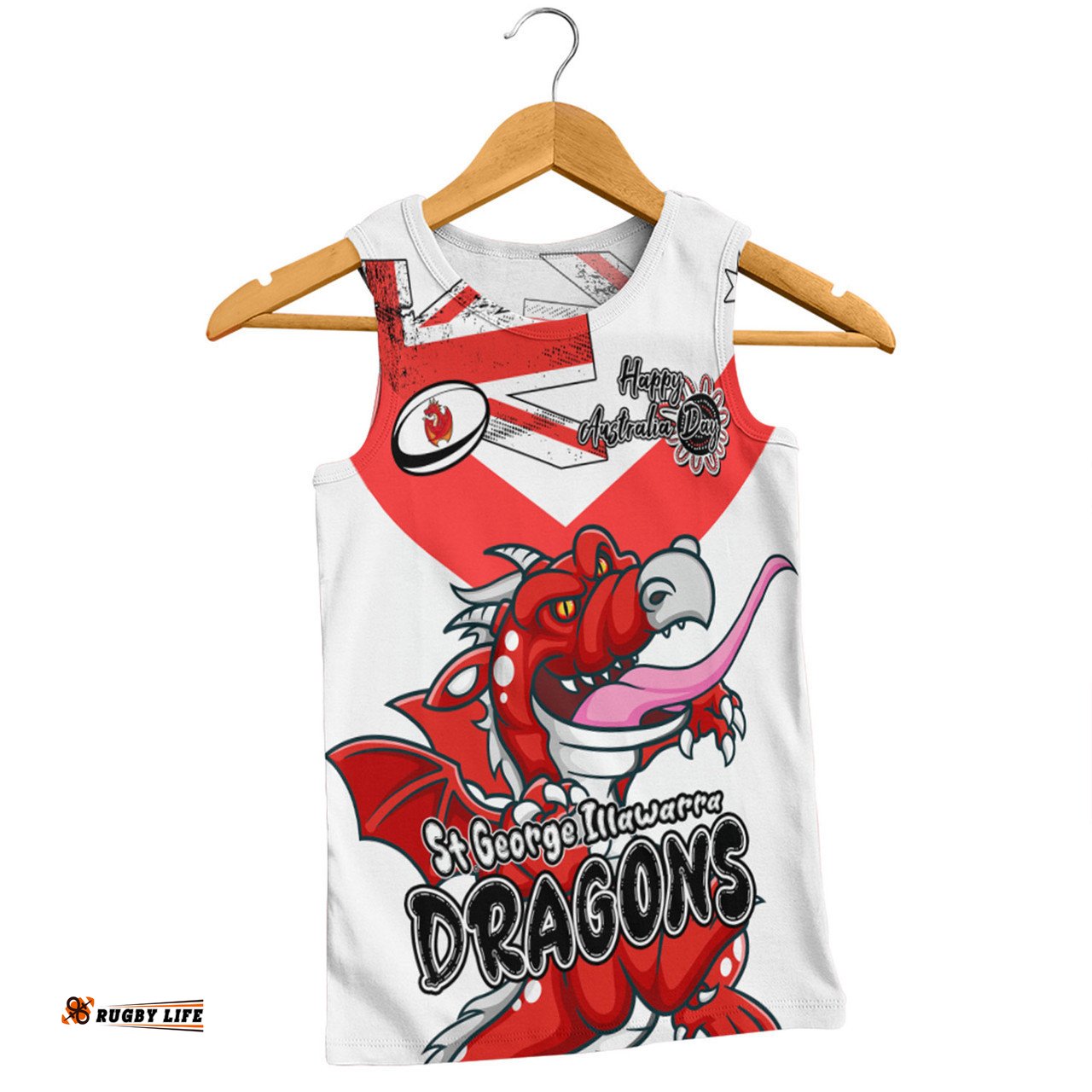 St. George Illawarra Dragons Men Singlet - Happy Australia Day We Are One And Free