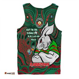 South Sydney Rabbitohs Men Singlet Celebrating Naidoc Week 2024 Aboriginal Dot Art Inspired