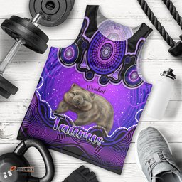 Personalised Australia Taurus Wombat Zodiac Men Tank Top Auz Astrology Aboriginal - Purple
