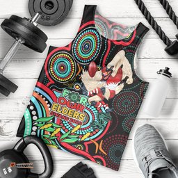 Swans Football Aboriginal Art Men Tank Top NAIDOC Indigenous Tribal