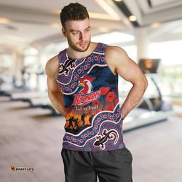 (Custom Personalised) Anzac Day NRL - Rooster Men Tank Top Aboriginal Lizard Patterns
