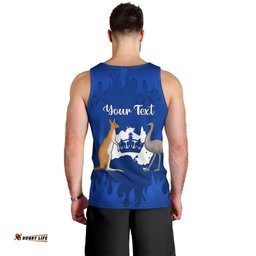 Personalised Australia King Birthday Men Tank Top Australian Map With Crown Blue Version