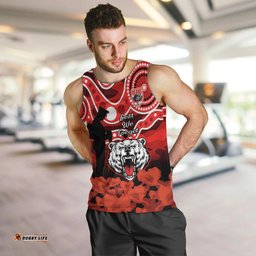 North Sydney Rugby ANZAC Men Tank Top Bears Indigenous Mix Camouflage Poppy