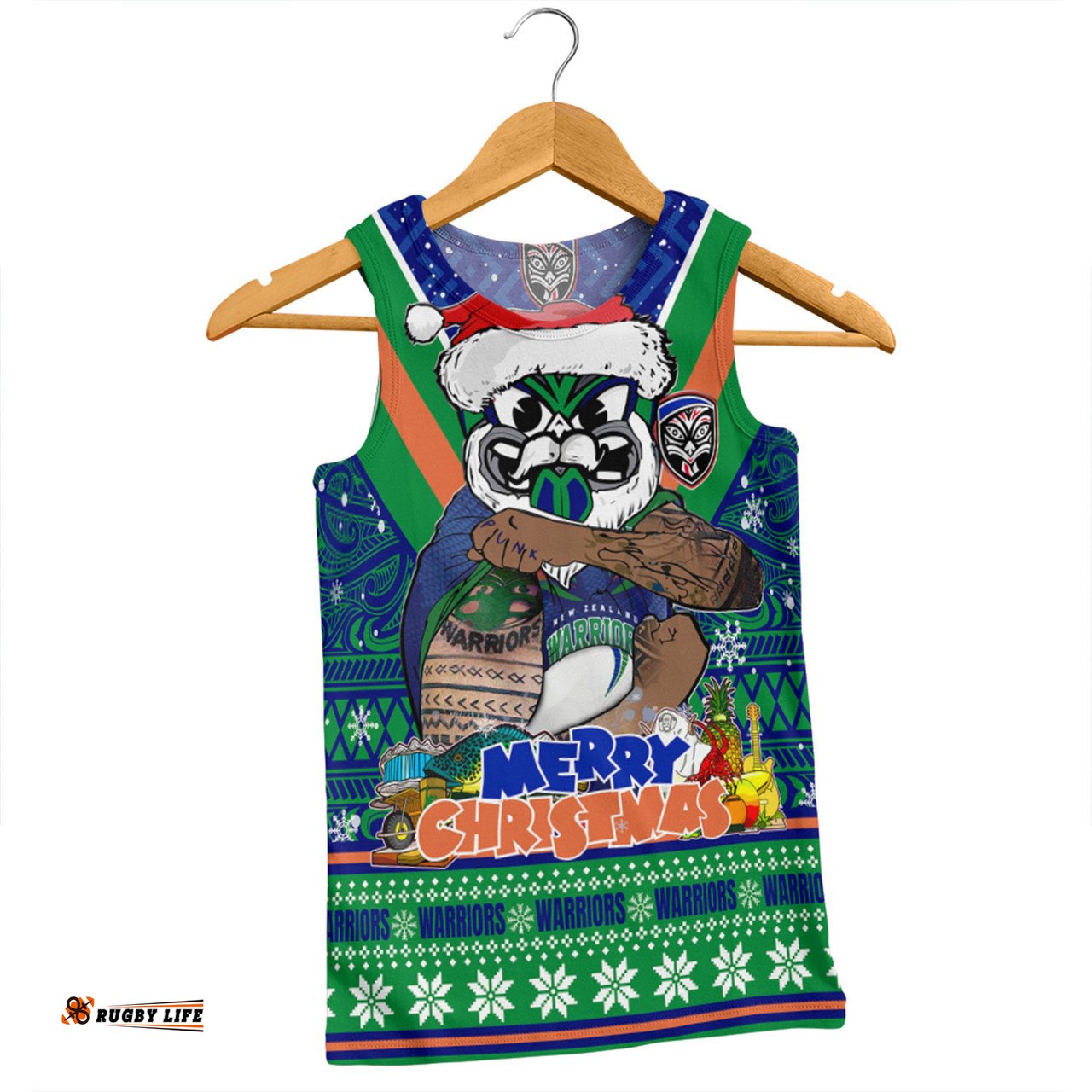 New Zealand Warriors Christmas Custom Men Singlet - Warriors Santa Aussie Big Things Men Singlet