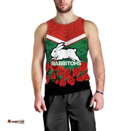 Rabbitohs Anzac Day Men Tank Top - Indigenous Art -