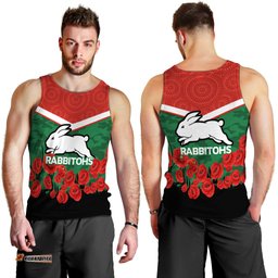 Rabbitohs Anzac Day Men Tank Top - Indigenous Art -