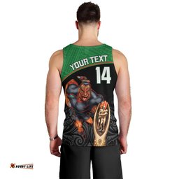 Custom Warriors Rugby Men Tank Top Go Champions Aotearoa Mascot With Polynesian Maori Pattern