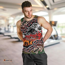 (Custom Personalised) Anzac Day NRL - Panthers Men Tank Top Aboriginal Lizard Patterns