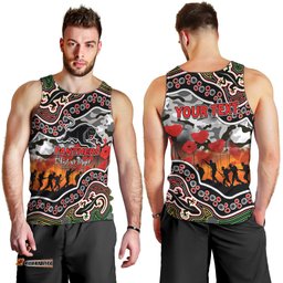 (Custom Personalised) Anzac Day NRL - Panthers Men Tank Top Aboriginal Lizard Patterns