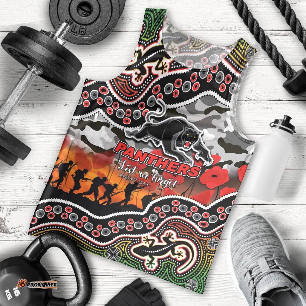 (Custom Personalised) Anzac Day NRL - Panthers Men Tank Top Aboriginal Lizard Patterns