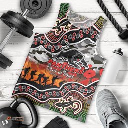 (Custom Personalised) Anzac Day NRL - Panthers Men Tank Top Aboriginal Lizard Patterns