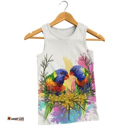 Australia Rainbow Lorikeets Men Singlet - Rainbow Lorikeets With Grevillea Flowers Men Singlet
