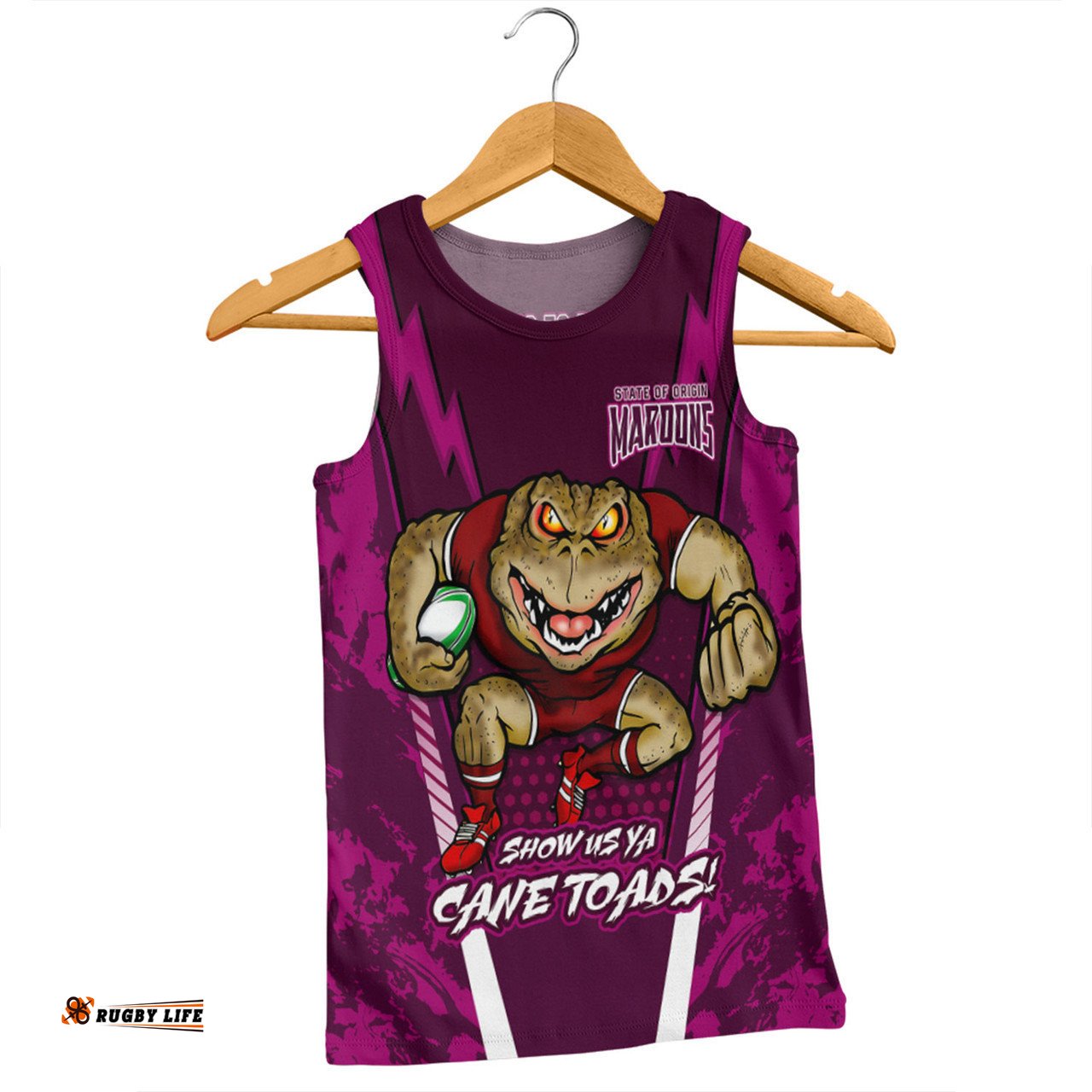 Queensland Maroons Men Singlet Custom State Of Origin 2024 Show Us Ya Cane Toads!