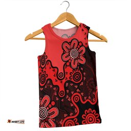 Australia Men Singlet Aboriginal Style Of Background Red Turquoise,Purple
