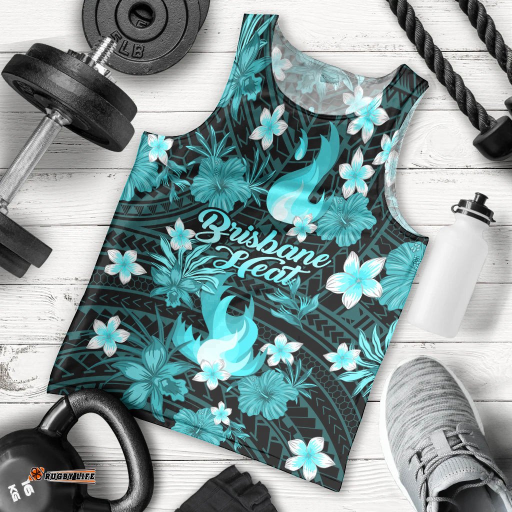 Australian Heat Cricket Men Tank Top Baeuty Pacific Hibiscus and Polynesian Pattern