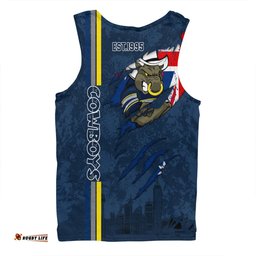 North Queensland Cowboys Men Singlet - Happy Australia Day Flag Scratch Style