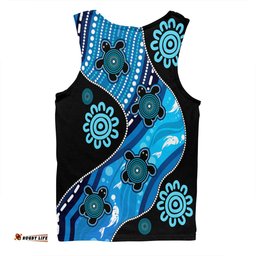Australia Men Singlet Aboriginal Inspired Dreamtime River And Turtles Dot Art Painting