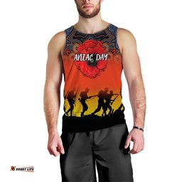 Anzac Day Men Tank Top - Aboriginal Dot Painting Art -