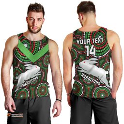 Personalised Rabbitohs Rugby Men Tank Top Souths 1908 Indigenous Art